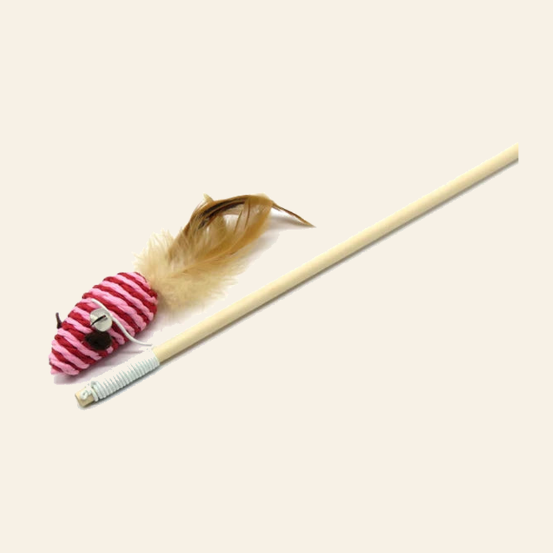 Wooden Cat Teaser Wand with Feather Toy — little-feather-wand-style-7-03-detail.png