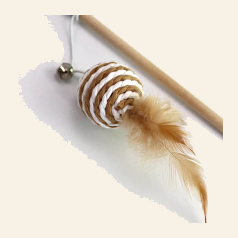 Wooden Cat Teaser Wand with Feather Toy — little-feather-wand-style-8-03-detail.png