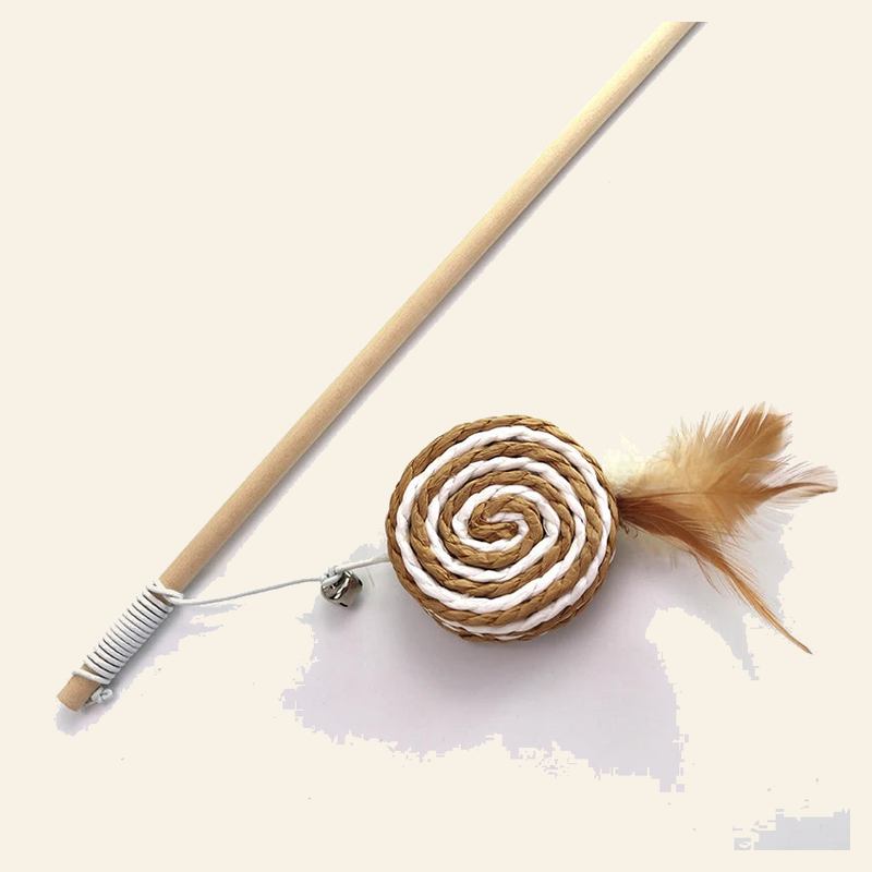 Wooden Cat Teaser Wand with Feather Toy — little-feather-wand-style-9-02-angle.png