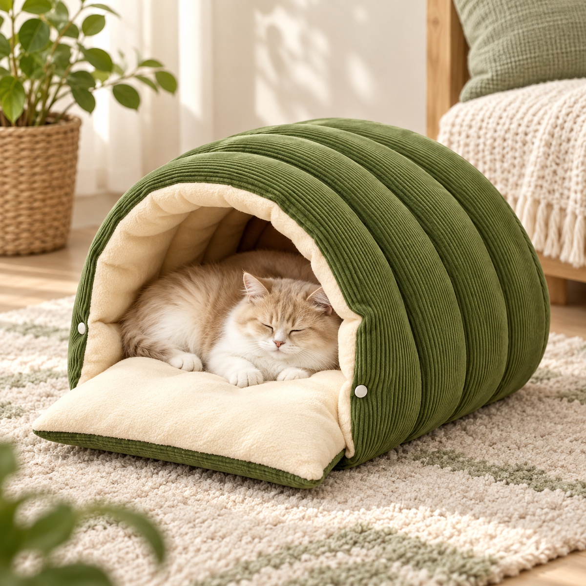 Foldable Enclosed Cat Bed — moss-enclosed-cat-bed-02-angle.png