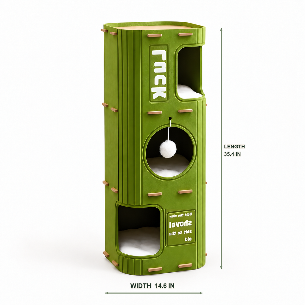 Multi-Level Enclosed Cat Nest Tower — moss-hideaway-cat-nest-04-dimensions.png