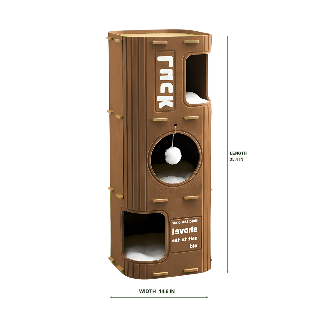 Multi-Level Enclosed Cat Nest Tower — moss-hideaway-cat-nest-variant-camel-04-dimensions.png