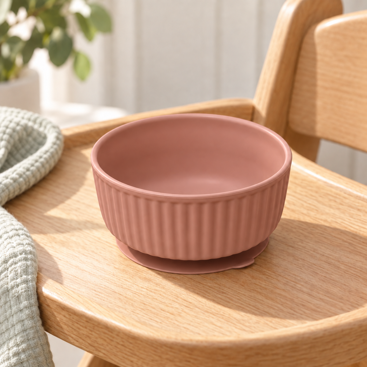 Striped Silicone Suction Cat Bowl — sage-stripe-suction-bowl-clay-angle-v2.png