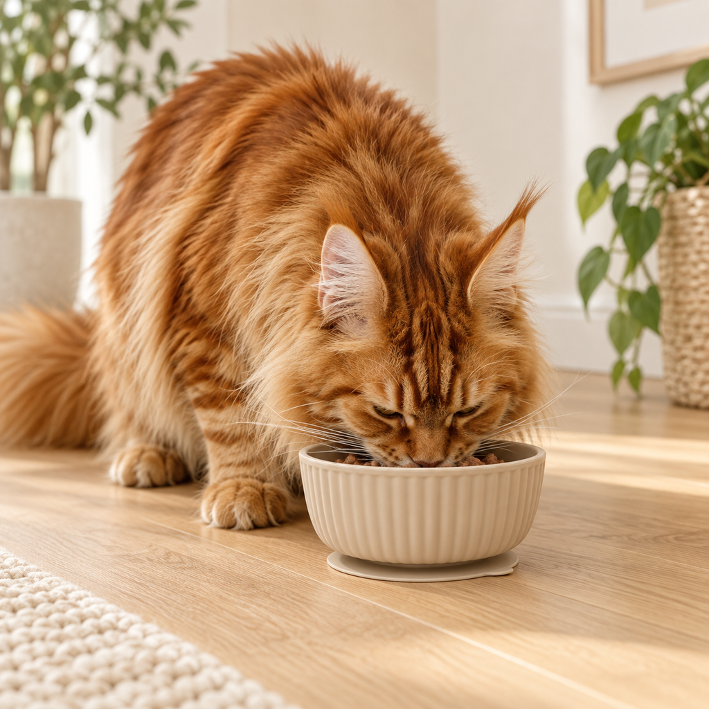 Striped Silicone Suction Cat Bowl — sage-stripe-suction-bowl-sand-cat-v5.png