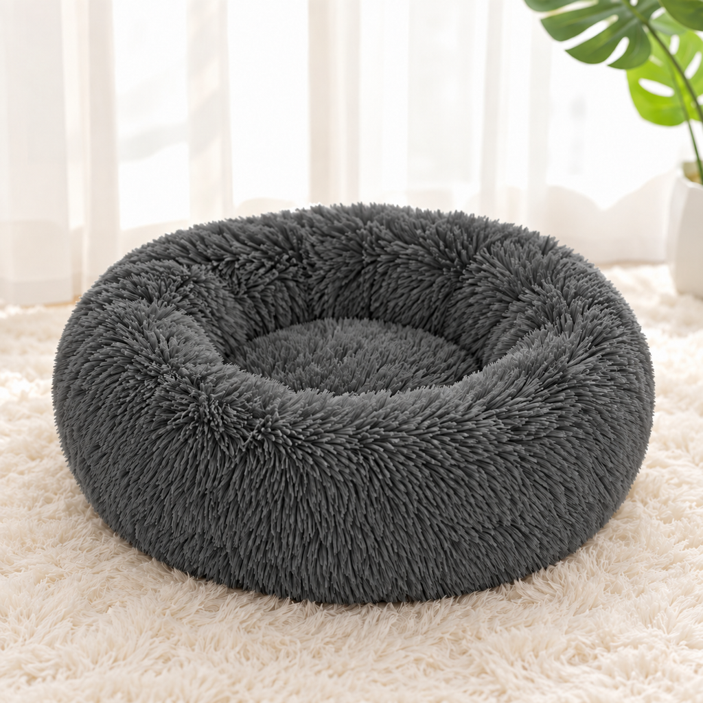Round Plush Cat Bed — soft-curl-up-bed-dark-gray-02-angle.png