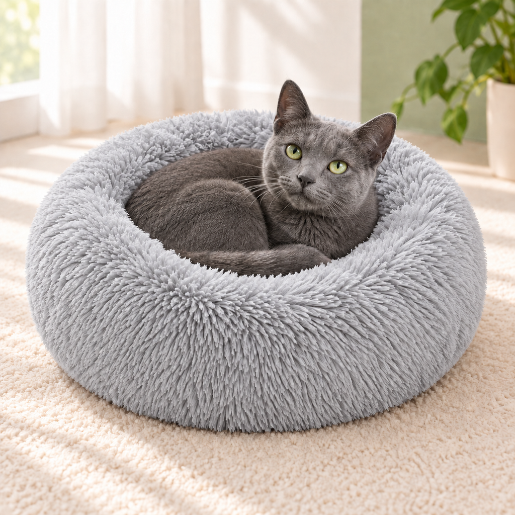 Round Plush Cat Bed — soft-curl-up-bed-light-gray-03-cat.png