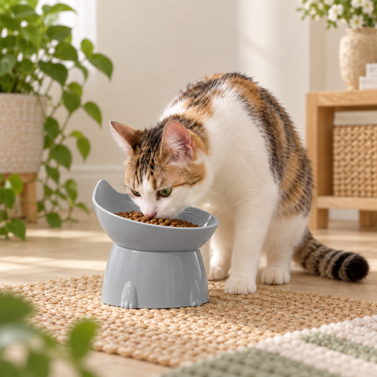 Tilted Elevated Cat Bowl — tilted-elevated-bowl-gray-03-cat.png
